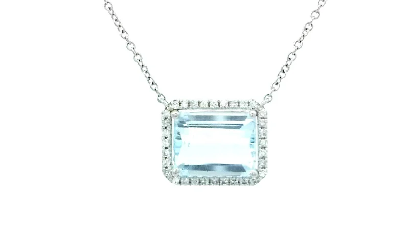 Ladies glowing opal necklaces -Aquamarine Necklace in White Gold