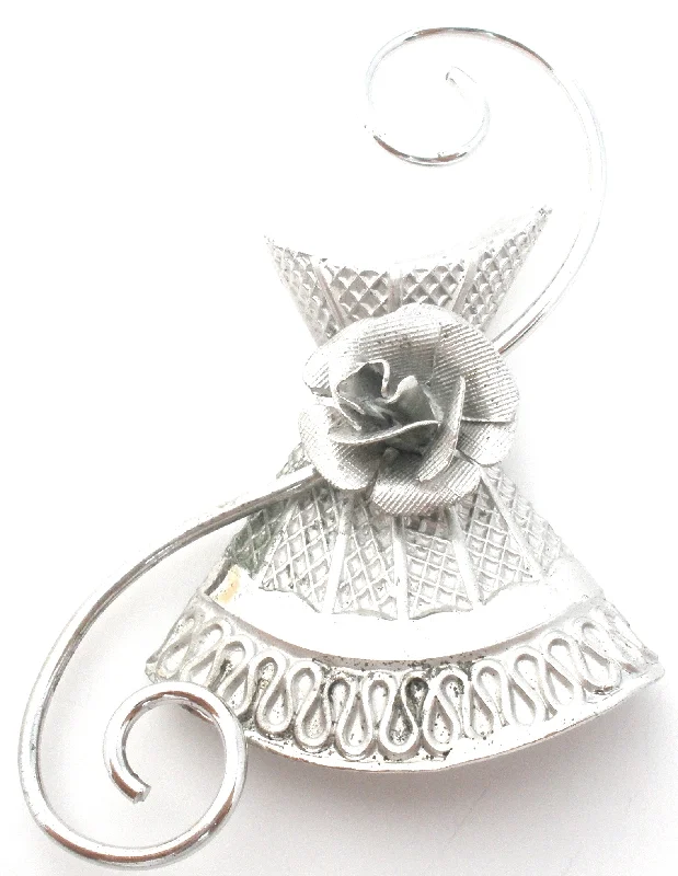 Ladies trendy vibe brooches -Vintage Rose Brooch Sterling Silver by Rolyn R Inc.