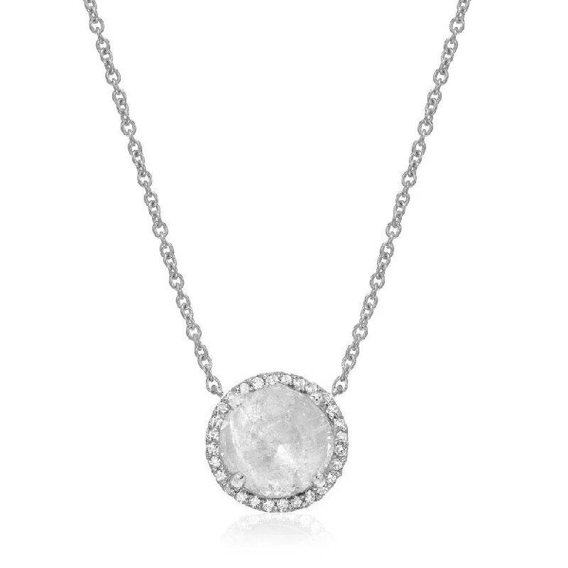 Ladies unique crafted necklaces -Rose Cut Moonstone Necklace in White Gold