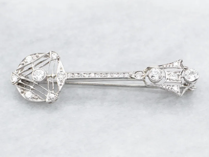 Ladies stellar shine brooches -Vintage European Cut Diamond Brooch