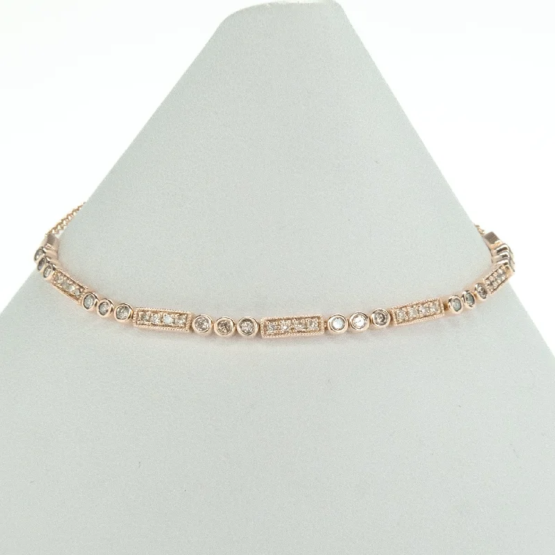 Ladies dazzling shimmer bracelets -New 10K Rose Gold I1/I 0.80ctw Diamond Accents Bolo Bracelet