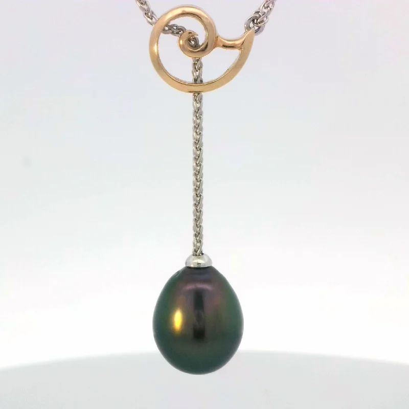 Ladies intricate layered necklaces -Tahitian Pearl Lariat Necklace