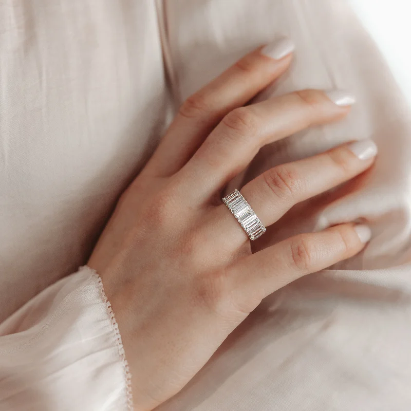 Ladies Rings with Sky Celestite-1/2 Way Wide Baguette Diamond Ring