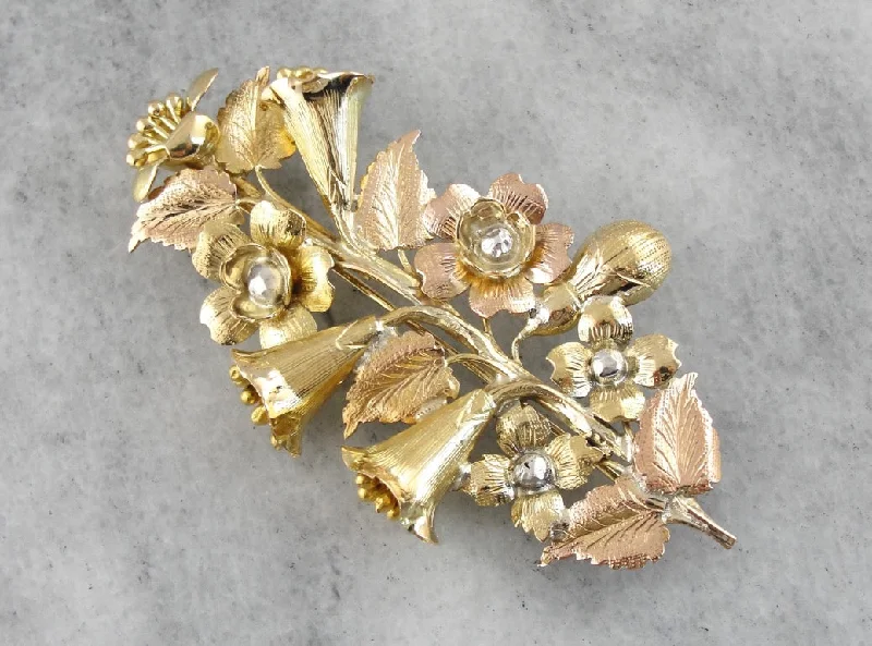 Ladies crisp white gold brooches -Daisies and Daylilies Flower Brooch in Multi Color Gold