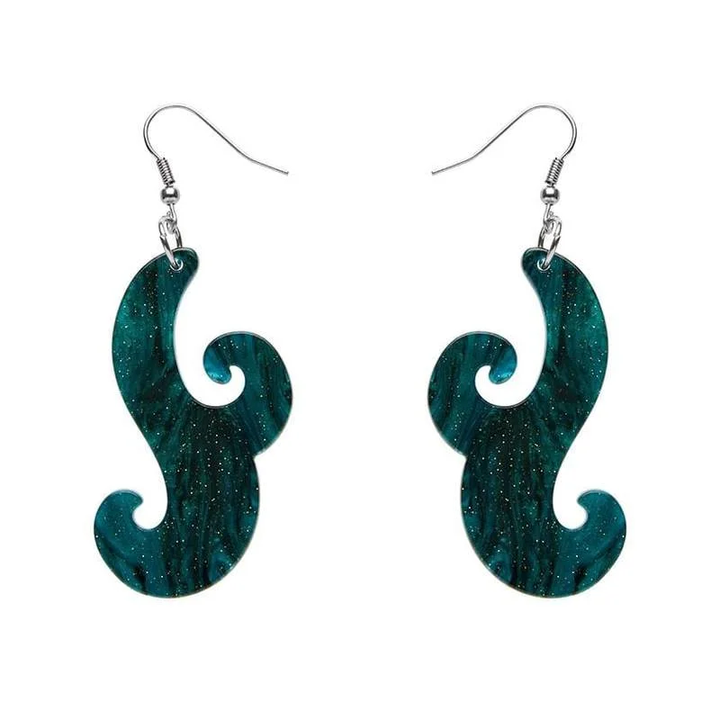 Ladies Earrings for Design Shine-Erstwilder - Nouveau Ripple Glitter Resin Drop Earrings - Emerald