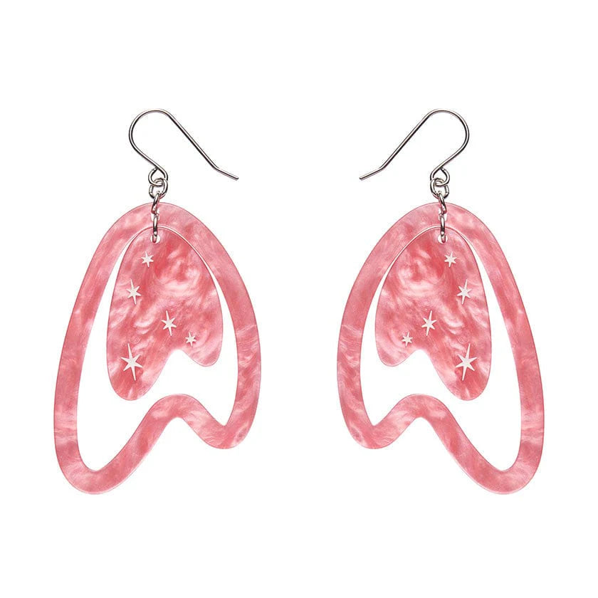 Ladies Earrings for Winter Glow-Erstwilder - Atomic Boomerang Drop Earrings - Pink