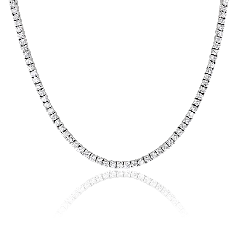 Ladies twisted knot necklaces -14KT WHITE GOLD 16.86 CTW ROUND DIAMOND 17" TENNIS NECKLACE