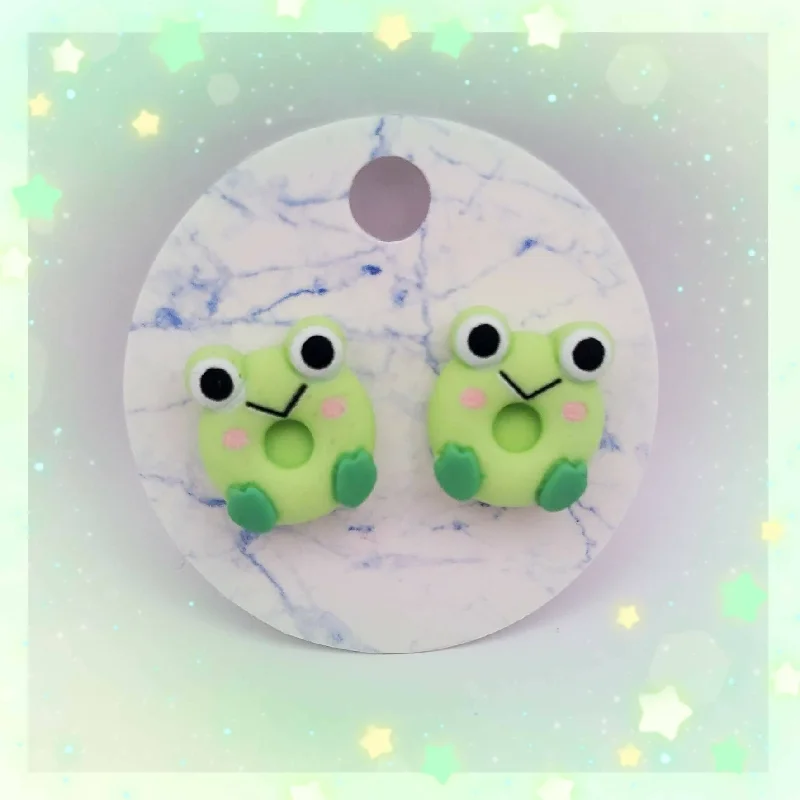 Ladies Earrings with Petal Spark-Happy Frog Donut Earrings