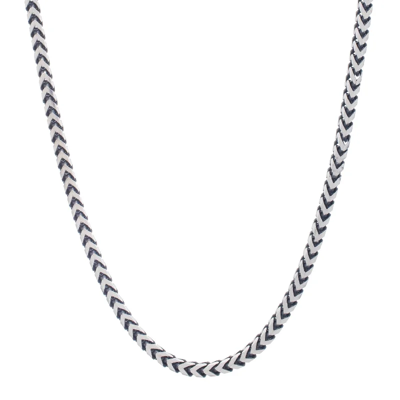 Ladies polished elegance necklaces -Silver Gun Metal Franco Necklace