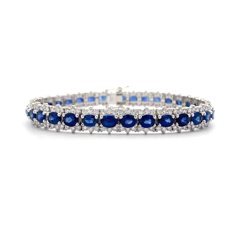 Ladies tropic bloom bracelets -Sapphire & Diamond Tennis Bracelet in White Gold by Simon G