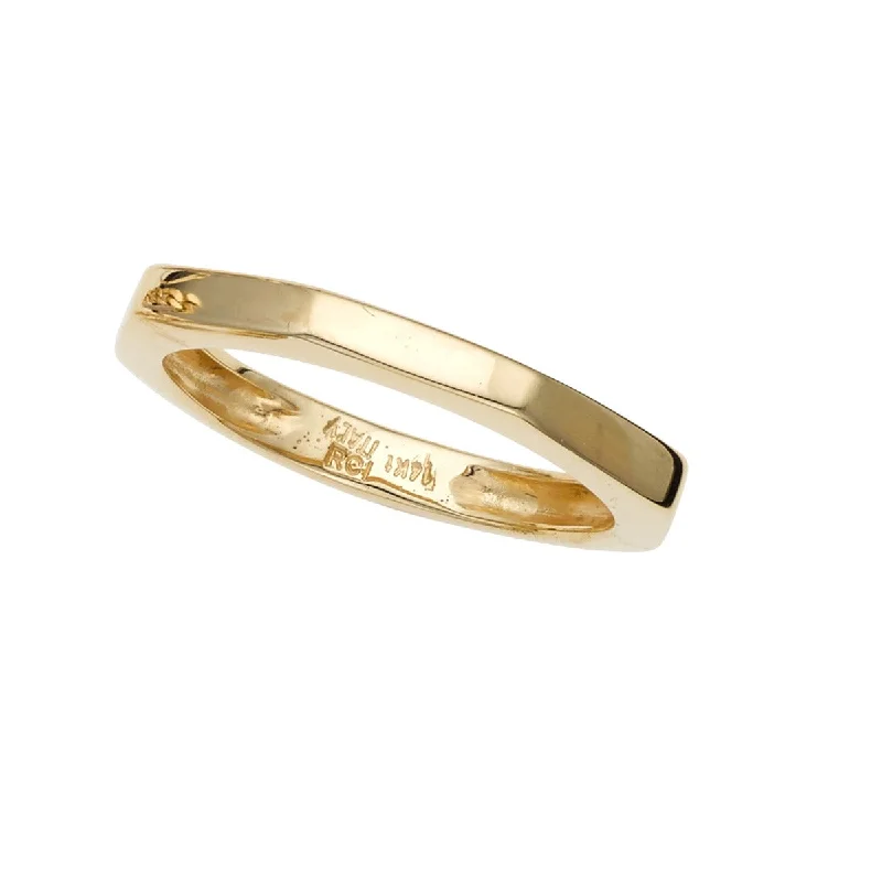 Ladies Rings for Niece Glow-14K Yellow Gold Bolt Pyramid Ring R7355-07