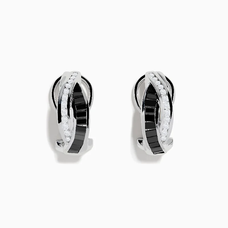 Ladies Earrings for Founder Glow-14K White Gold White and Black Diamond Earrings