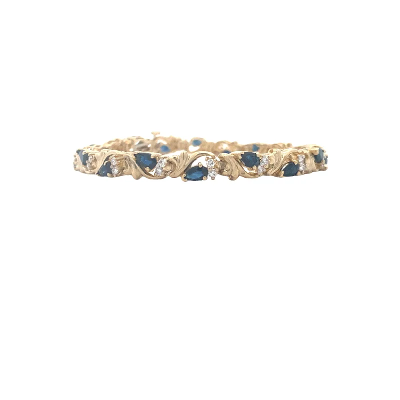 Ladies strong pulse bracelets -Estate Sapphire and Diamond Bracelet in Yellow Gold