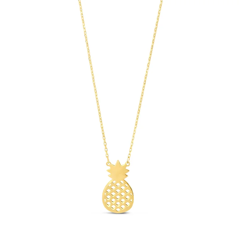 Ladies slim sparkle necklaces -10K Pineapple Necklace