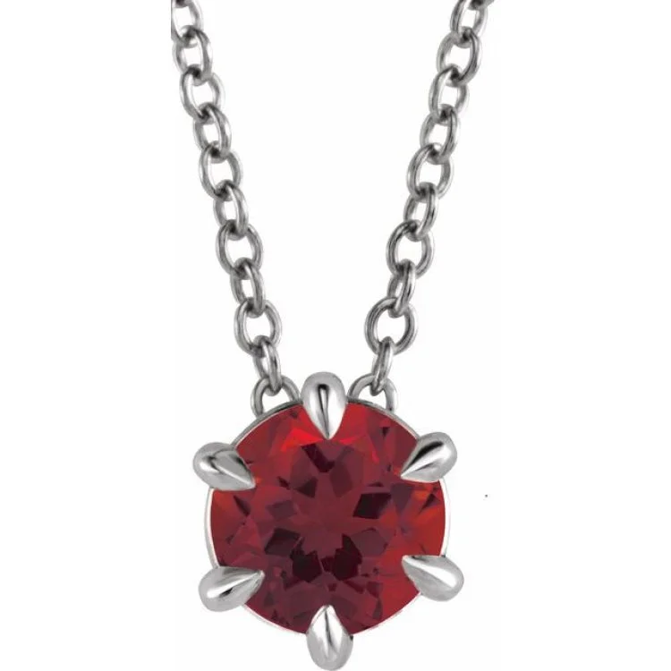 Ladies petal glow necklaces -14K White 5 mm Natural Mozambique Garnet Solitaire 16-18" Necklace