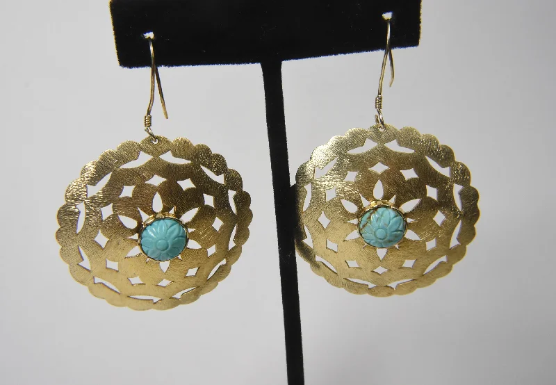 Ladies Earrings for Grandma Glow-Clyde Duneier - Gold Tone Sterling Silver Shield Dangle Earrings