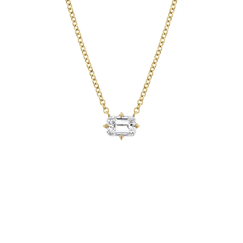 Ladies team spirit necklaces -Prong Set Emerald Cut Diamond Necklace