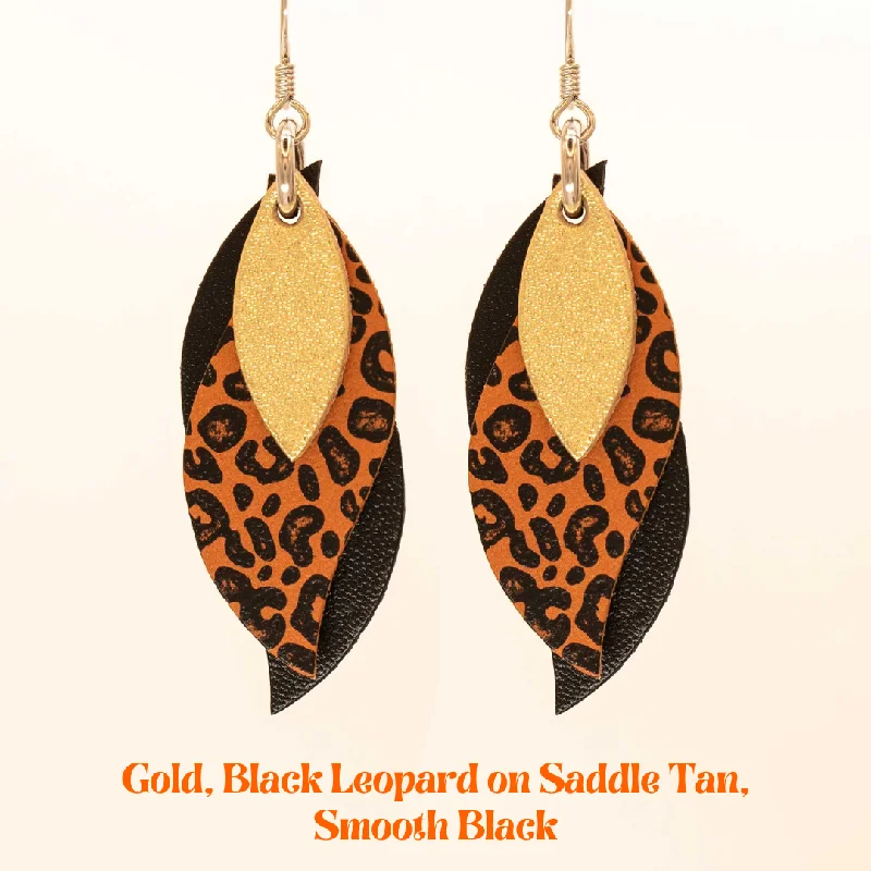 Gold, Black Leopard on Saddle Tan, Smooth Black