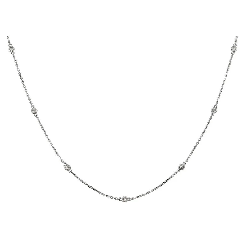 Ladies spirited boho necklaces -14KT 0.50CT ROUND DIAMONDS BY THE YARD NECKLACE 18"-2 COLORS