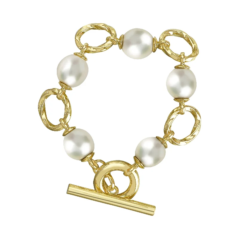 Ladies solid form bracelets -Toggle Bracelet - South Sea Pearl