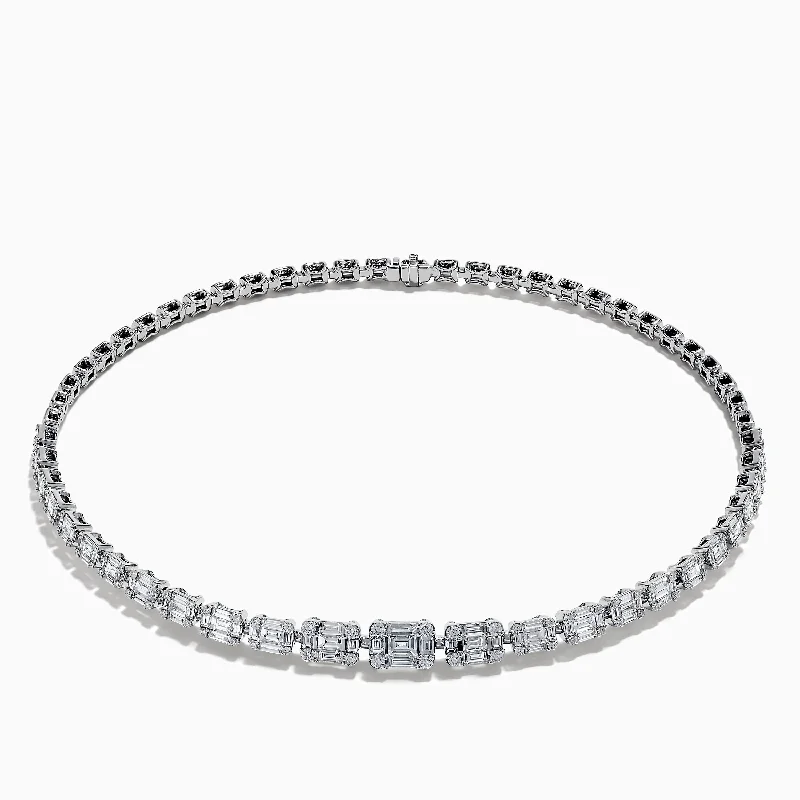 Ladies tiny sparkle necklaces -Classique 14K White Gold Choker Necklace