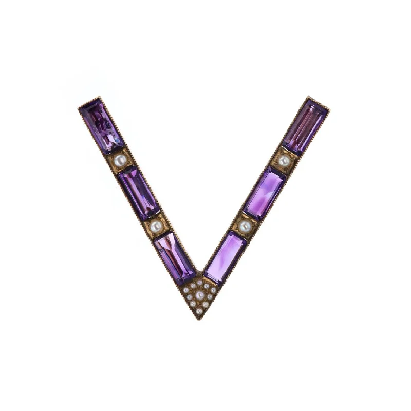 Ladies braided weave brooches -Amethyst & Pearl Victory Brooch