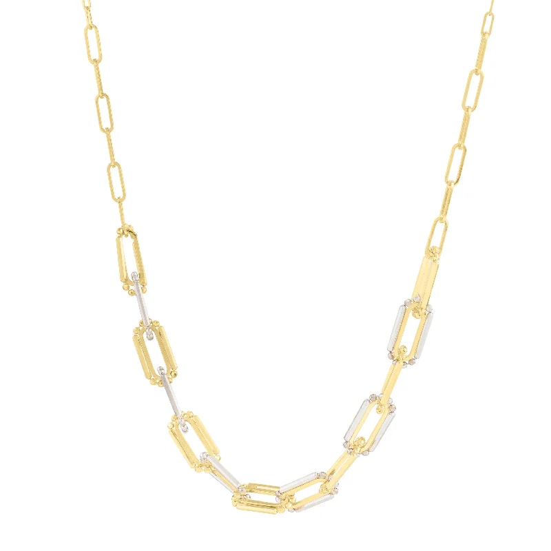 Ladies soothing shine necklaces -14K Two-Tone Pallina Paperclip Necklace