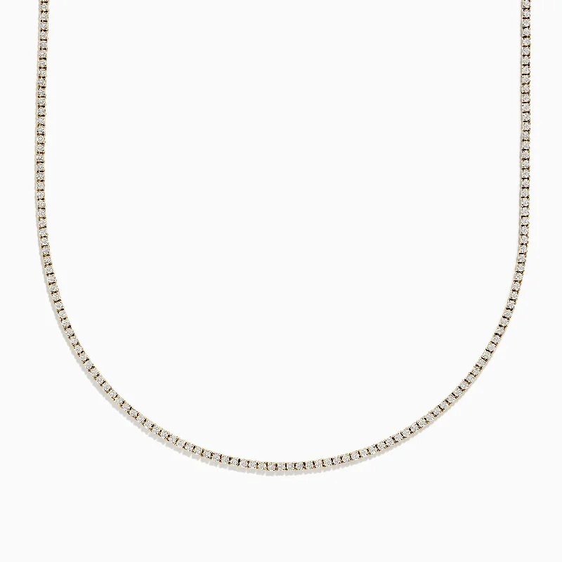 Ladies unique crafted necklaces -Pave Classica 14k Yellow Gold Diamond Tennis Necklace 3.40 TCW