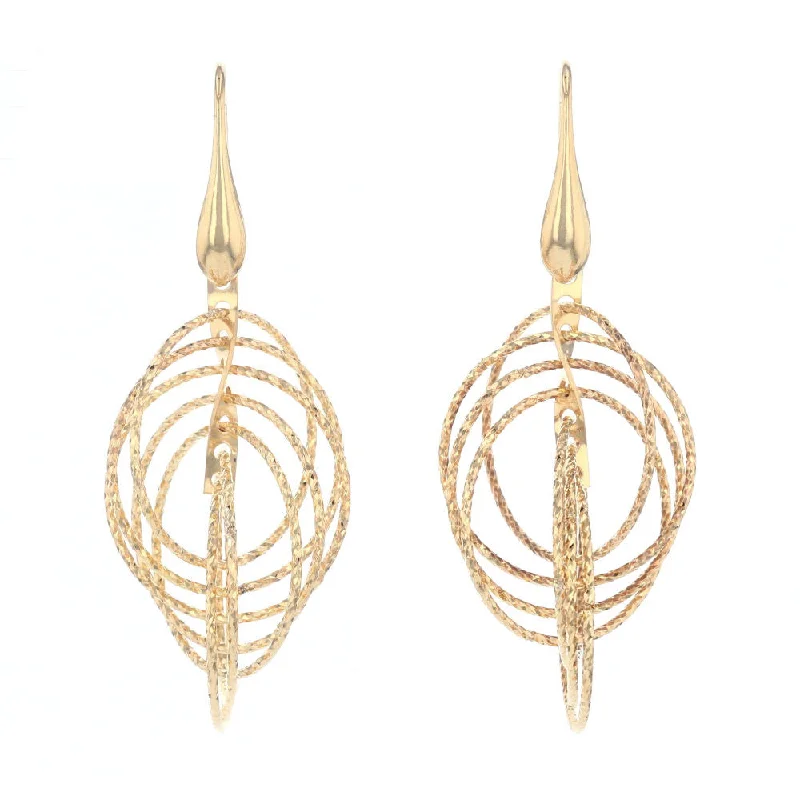 Ladies Earrings with Amber Scapolite-Yellow Gold Plated Circle Motion Earrings