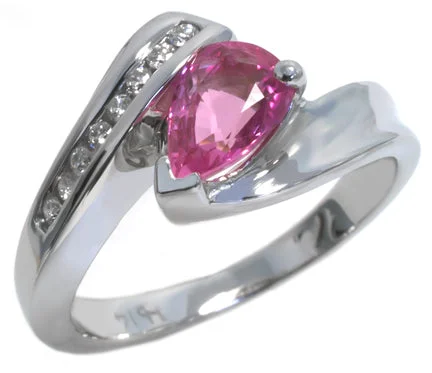 Ladies Rings for Chef Spark-14K White Gold Diamond and Pink Sapphire Ring HB202464SAPW