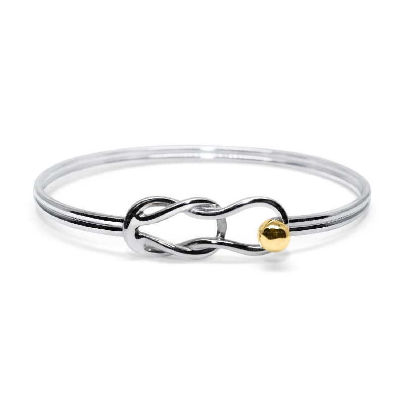 Ladies loving glow bracelets -Fisherman’s Knot Bracelet in Sterling Silver with 14K Yellow Gold