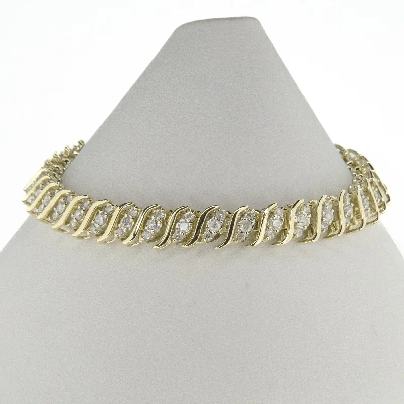 Ladies antique treasure bracelets -3.00ctw Multi Diamond 7.5" Tennis Bracelet in 14K Yellow Gold