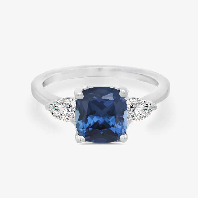 Ladies Rings with Butterfly Spark-2.01CT Blue Sapphire & Diamond Ring