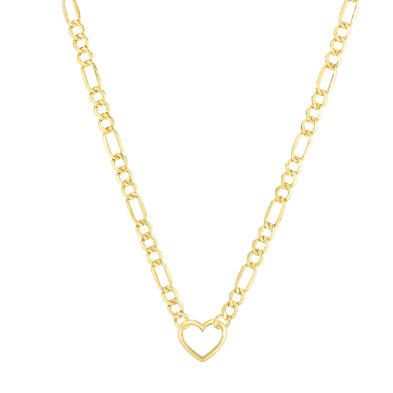 Ladies hexagonal flash necklaces -10K Heart Figaro Chain Necklace