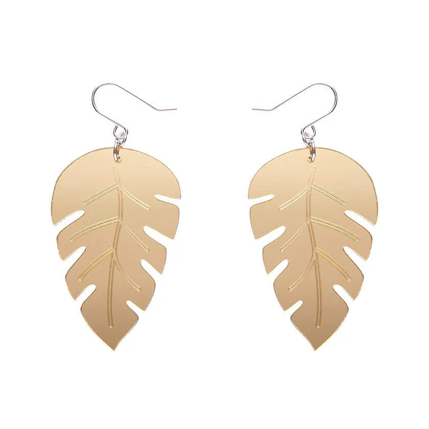 Ladies Earrings for Hero Spark-Erstwilder - Large Leaf Essential Drop Earrings - Gold