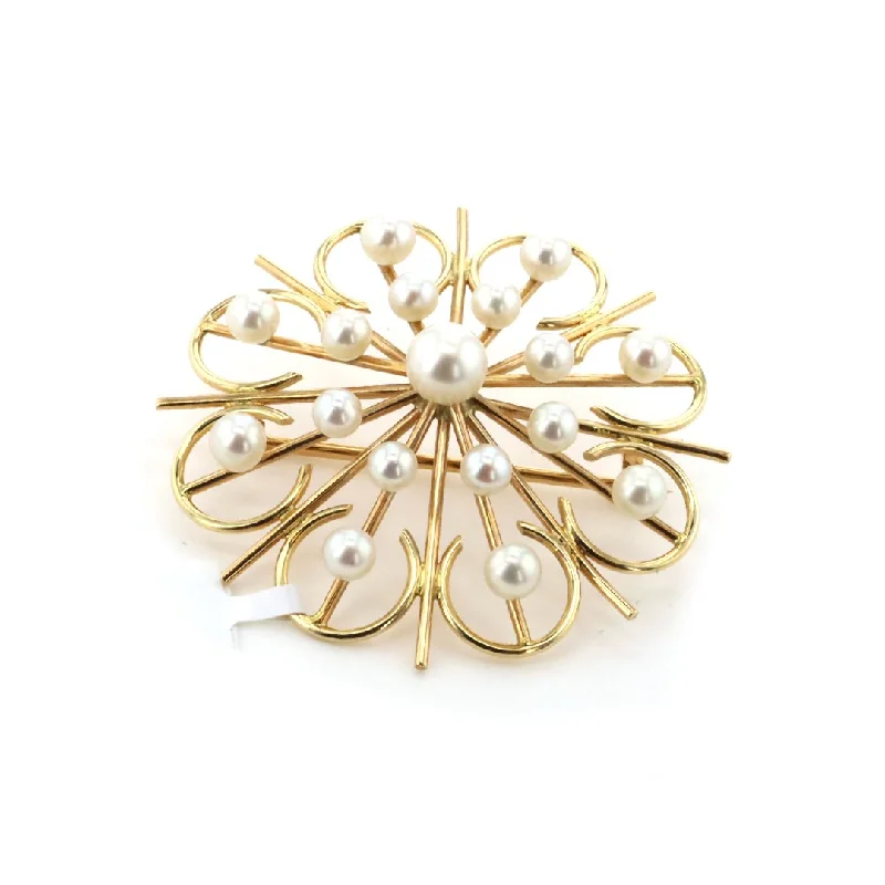 Ladies shiny gloss brooches -Pearl Snowflake Brooch