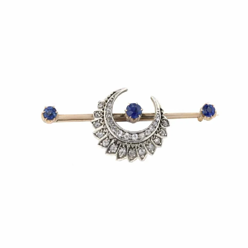 Ladies matte elegance brooches -Blue Saphire & Diamond Brooch