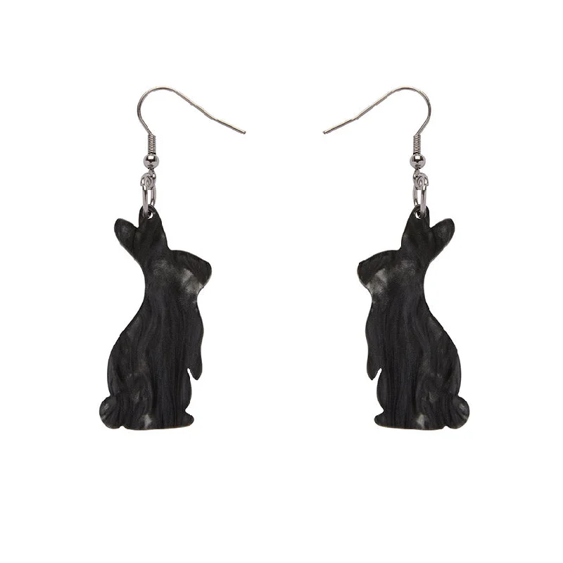 Ladies Earrings with Feather Glow-Erstwilder - Bunny Textured Resin Drop Earrings - Black