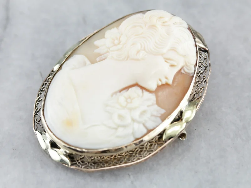 Ladies lunar charm brooches -Vintage Cameo Brooch or Pendant