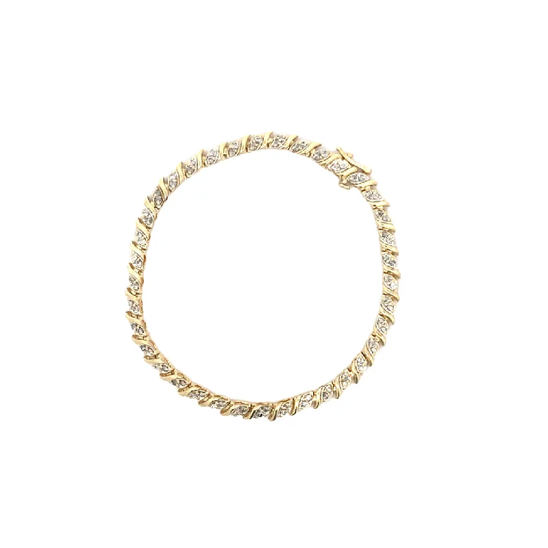 Ladies astral gleam bracelets -Estaet Diamond Fancy Link Bracelet in Yellow Gold