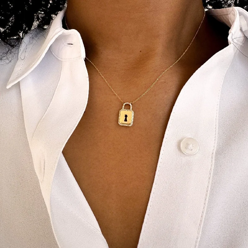 Ladies luxurious gleam necklaces -Love Lock Necklace