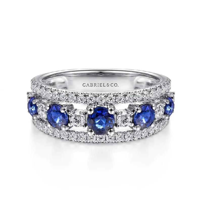 Ladies Rings for Gala Shine-Gabriel & Co. 14k White Gold Diamond & Sapphire Ring