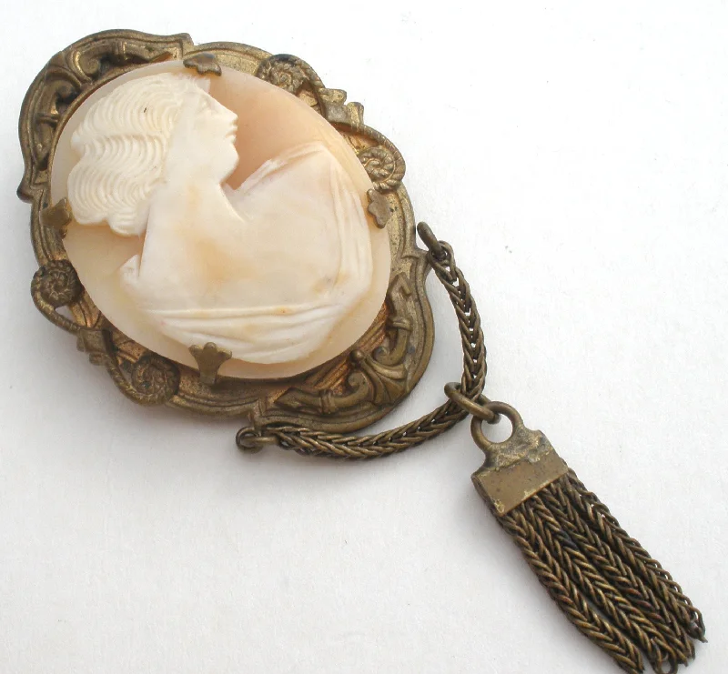 Ladies legacy charm brooches -Edwardian Lady Shell Cameo Brooch Pin Hand Carved