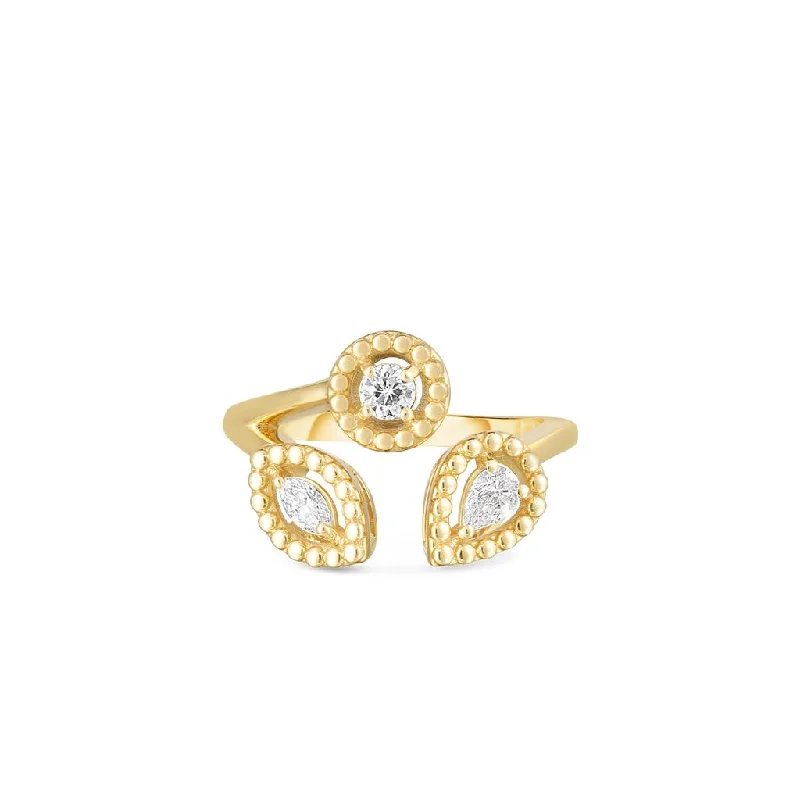 Ladies Rings for Music Spark-Roberto Coin 18k Yellow Gold Dolcetto Three Stone Diamond Ring