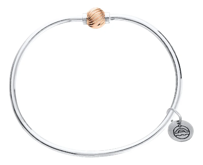 Ladies coin shine bracelets -Authentic Cape Cod Bracelet made by Lestage - Sterling Silver w/ 14k Rose Gold Swirl Ball