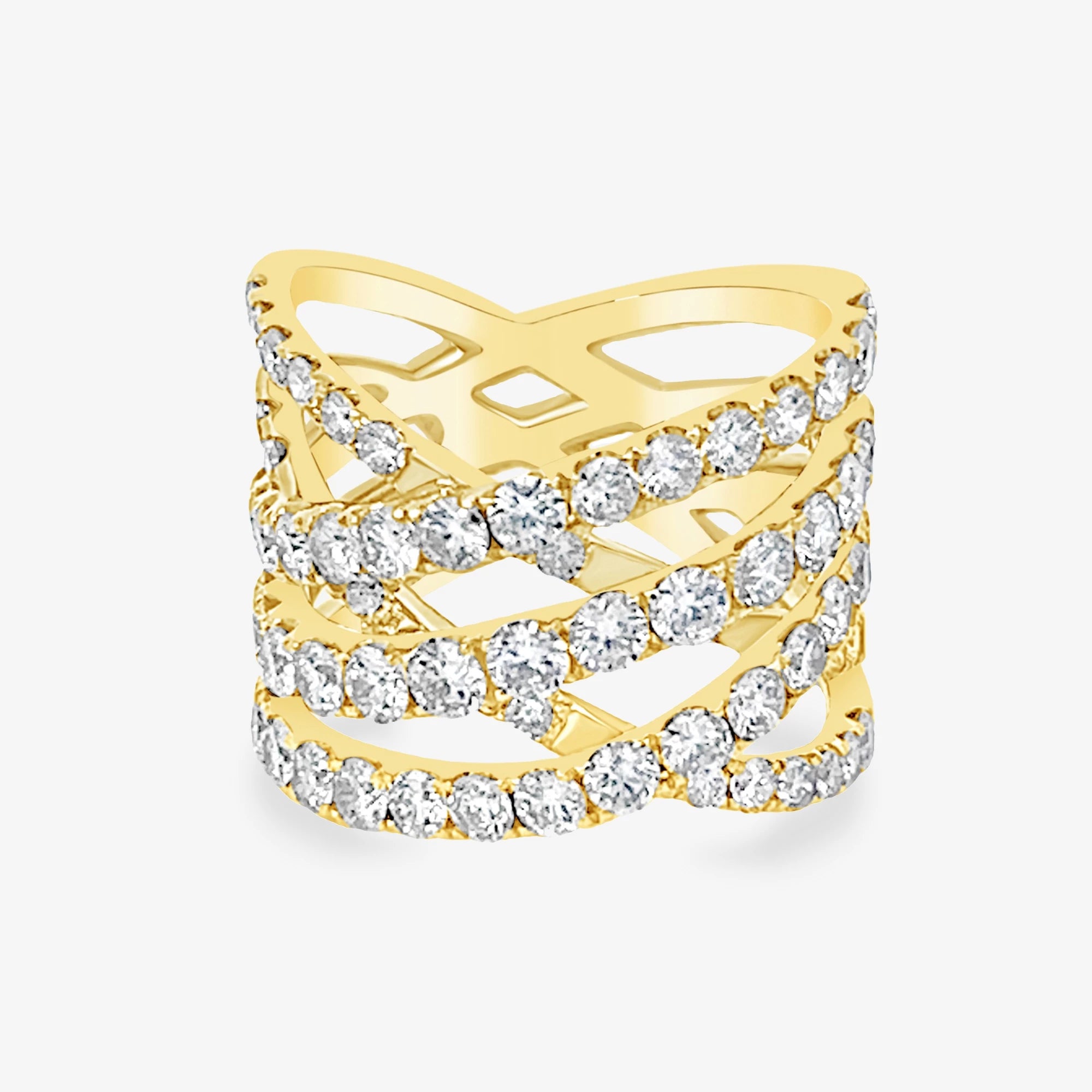 Ladies Rings with Cross Glow-Wide 5 Row X Diamond Ring