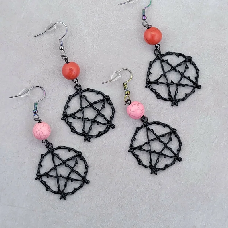 Ladies Earrings for Activist Glow-Barbed Pentacle Earrings