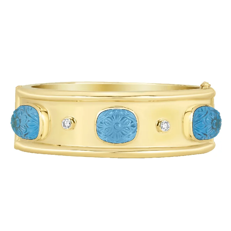 Ladies vintage grace bracelets -Bangle - Blue Topaz And Diamond