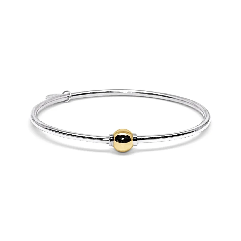 Ladies zen harmony bracelets -Cape Cod Ball Bracelet in Sterling Silver with a 14K Yellow Gold Ball