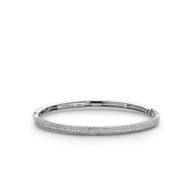 Ladies spiritual whisper bracelets -4mm CZ Sparkle Bangle in Silver by Ti Sento Milano